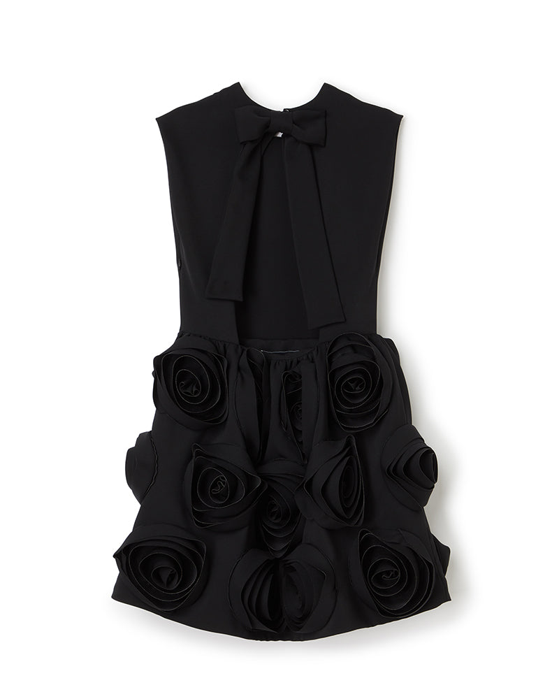 Viktor & Rolf-ROSE APPLIQUE BLACK MINI DRESS-Kleider & Röcke-Black-Deal-Outlet-by-ARCHIVIST