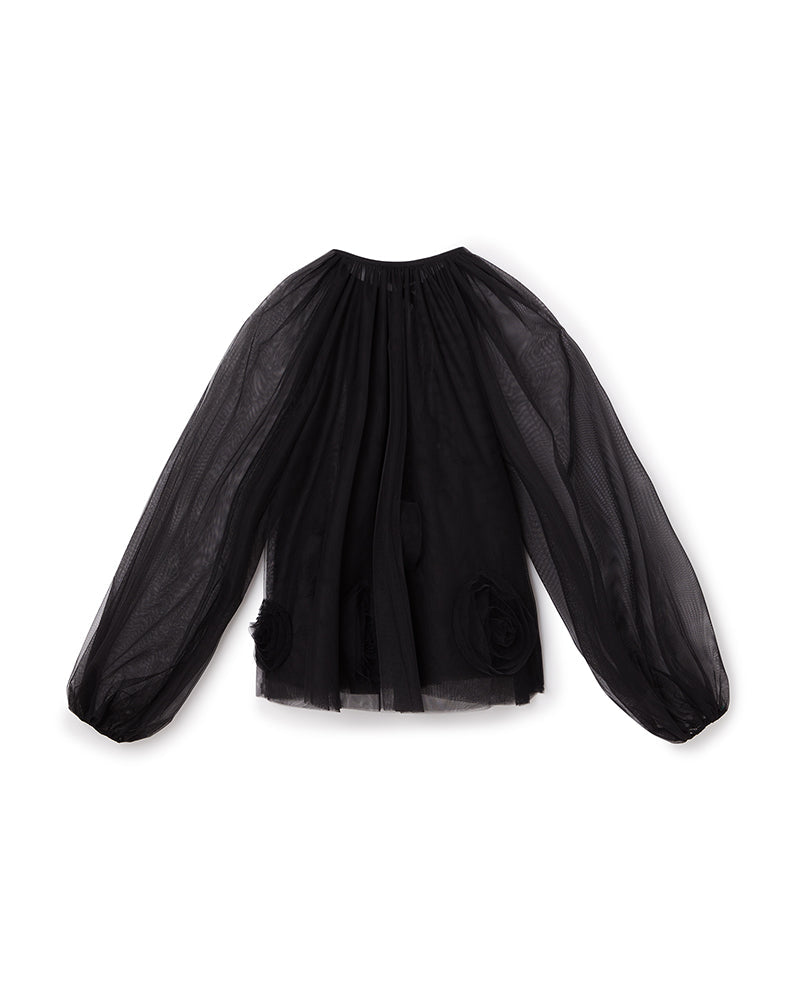 Viktor & Rolf-ROSE APPLIQUE REVERSIBLE BLOUSE-Shirts-Black-Deal-Outlet-by-ARCHIVIST