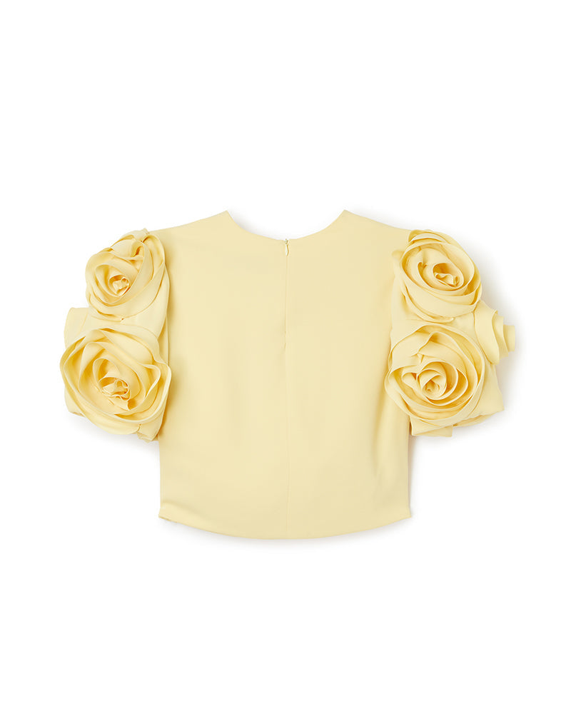 Viktor & Rolf-ROSE APPLIQUE CROPPED TOP-Shirts-Black-Deal-Outlet-by-ARCHIVIST