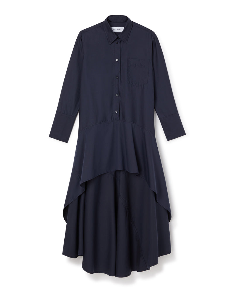 Viktor & Rolf-ASYMMETRICAL VOLANT SHIRT DRESS-Kleider & Röcke-Black-Deal-Outlet-by-ARCHIVIST