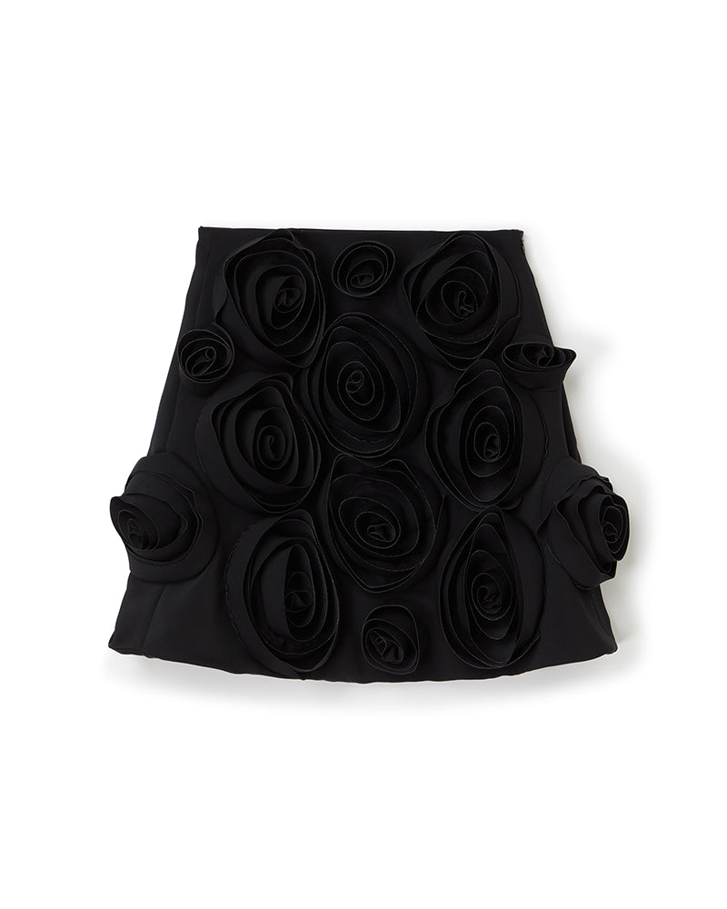 Viktor & Rolf-ROSE APPLIQUE BLACK MINI SKIRT-Hosen-Black-Deal-Outlet-by-ARCHIVIST
