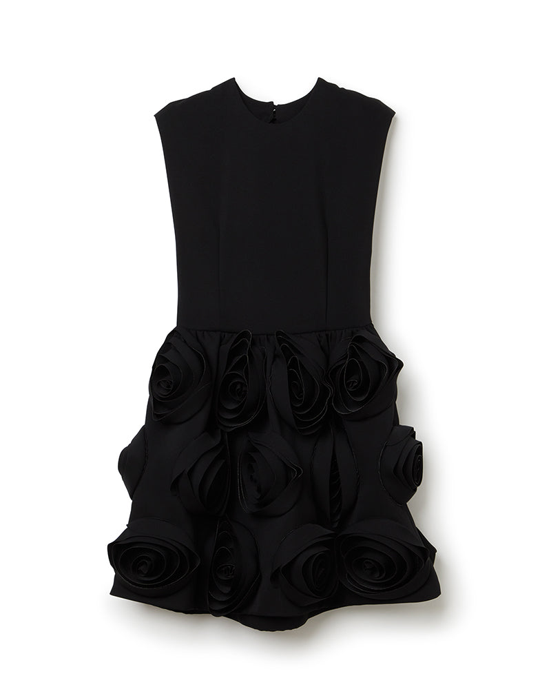 Viktor & Rolf-ROSE APPLIQUE BLACK MINI DRESS-Kleider & Röcke-Black-Deal-Outlet-by-ARCHIVIST