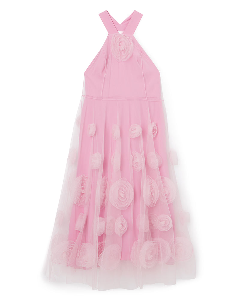 Viktor & Rolf-ROSE APPLIQUE MAXI DRESS-Kleider & Röcke-Black-Deal-Outlet-by-ARCHIVIST
