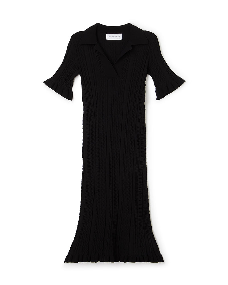 Viktor & Rolf-KNITTED POLO DRESS-Kleider & Röcke-Black-Deal-Outlet-by-ARCHIVIST