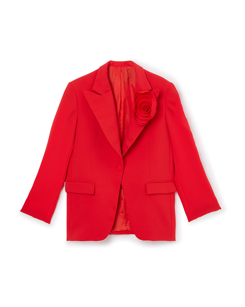 Viktor & Rolf-ROSE APPLIQUE TUXEDO BLAZER-Jacken & Mäntel-Black-Deal-Outlet-by-ARCHIVIST