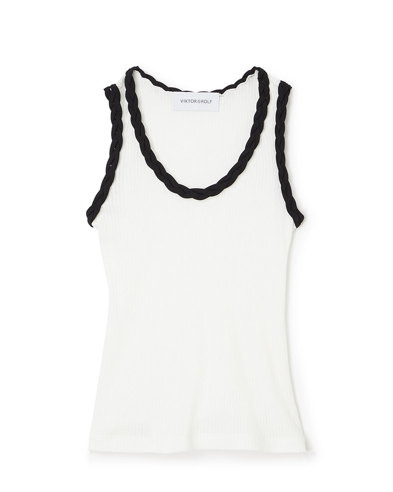 Viktor & Rolf-BRAID DETAIL TANK TOP-Shirts-Black-Deal-Outlet-by-ARCHIVIST