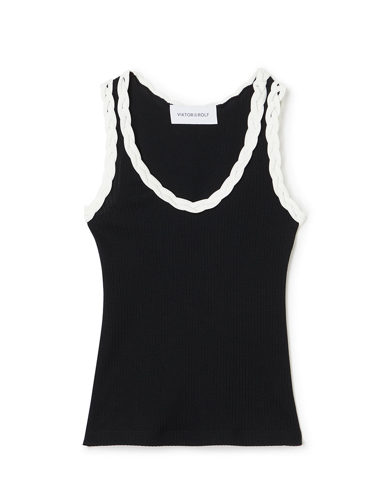Viktor & Rolf-BRAID DETAIL TANK TOP-Shirts-Black-Deal-Outlet-by-ARCHIVIST