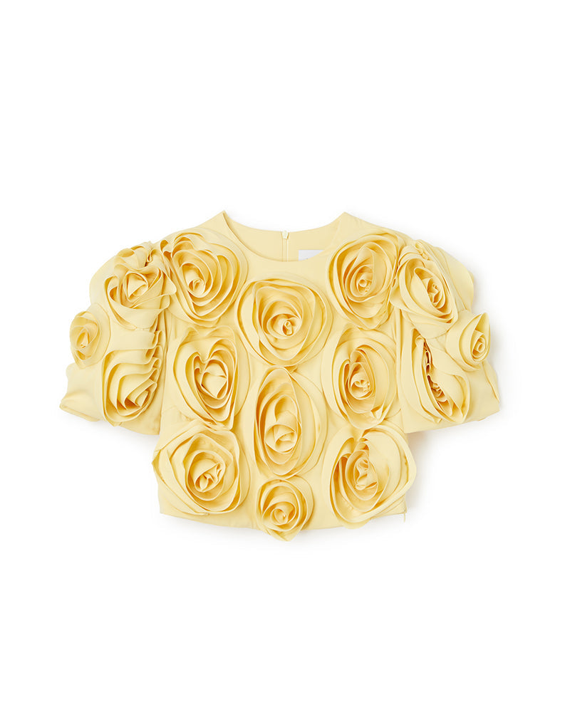 Viktor & Rolf-ROSE APPLIQUE CROPPED TOP-Shirts-Black-Deal-Outlet-by-ARCHIVIST