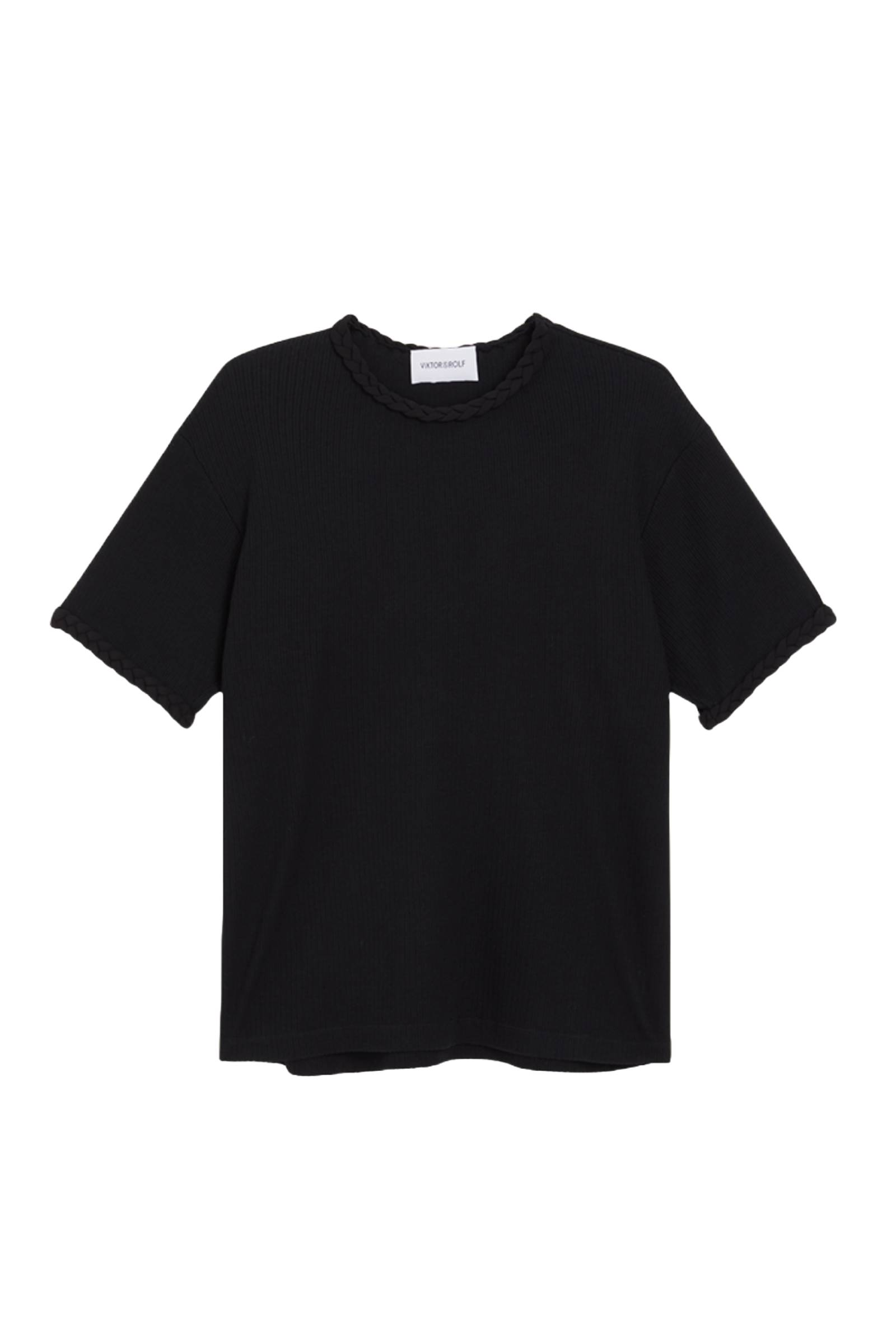 Viktor & Rolf-BRAID DETAIL T-SHIRT-Shirts-Black-Deal-Outlet-by-ARCHIVIST