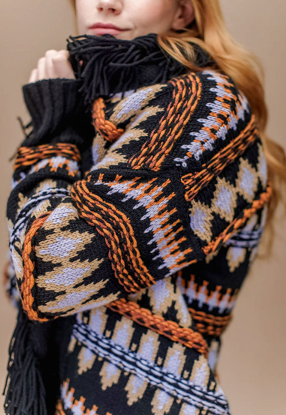The Perla Cardigan-Strick & Pullover-Antonia Zander-OUTLET-XS-black/orange-ARCHIVIST-ARCHIVE-SALE