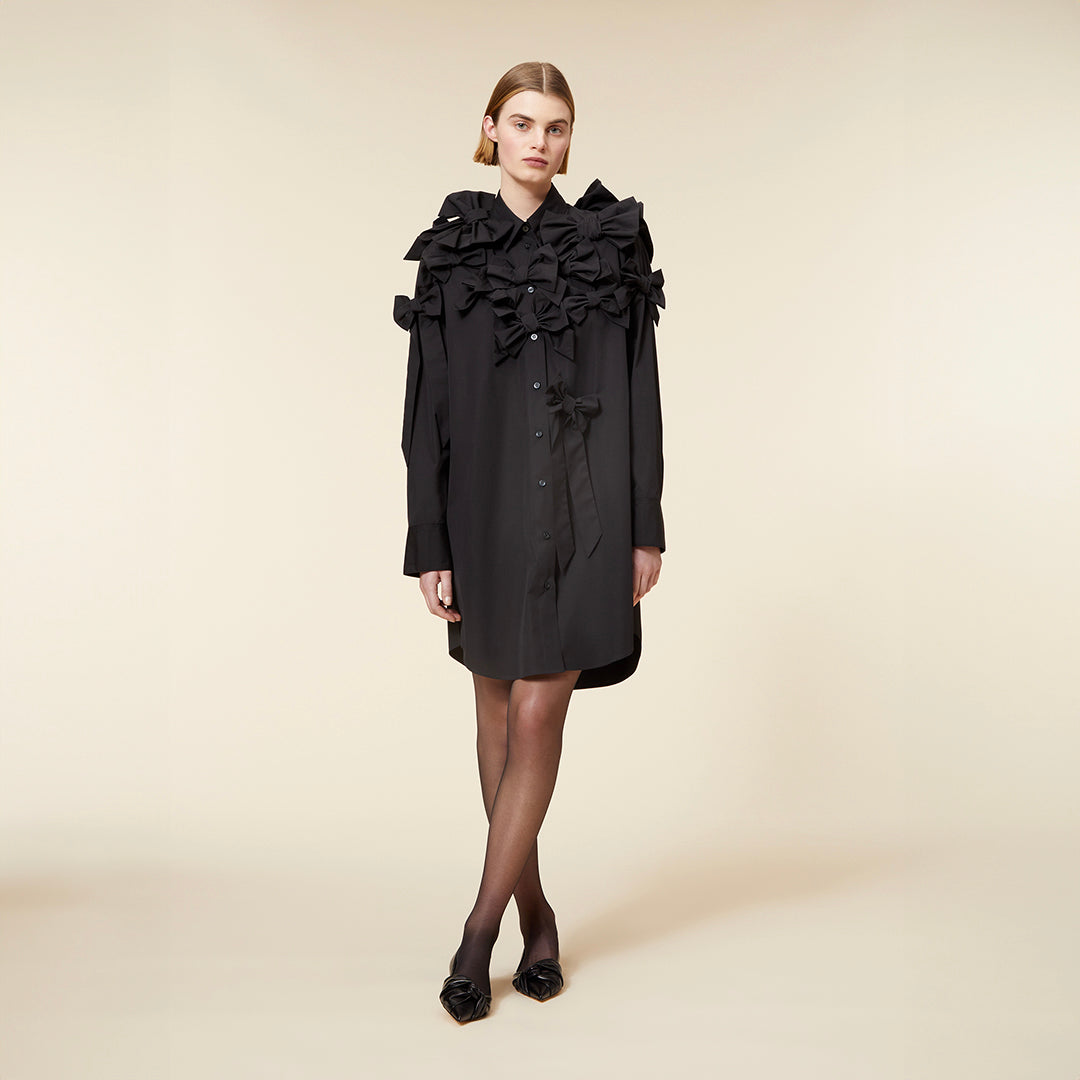 BOW BOUQUET POPLIN SHIRT DRESS
