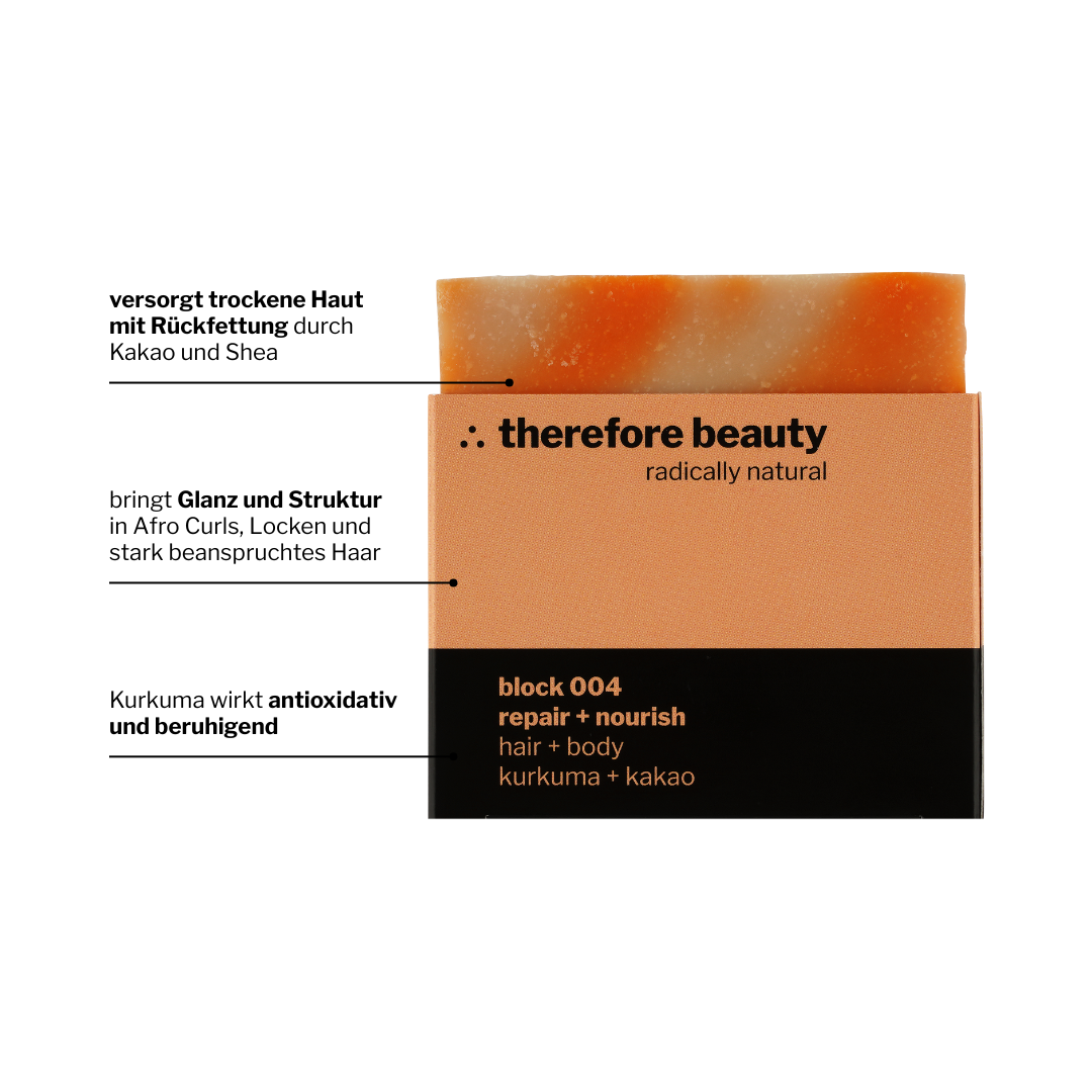 ∴ Therefore Beauty-Seife block 004 | bei trockener Haut | ideal bei starken Curls + Afro | mit Kurkuma + Kakao-shampoo-Black-Deal-Outlet-by-ARCHIVIST