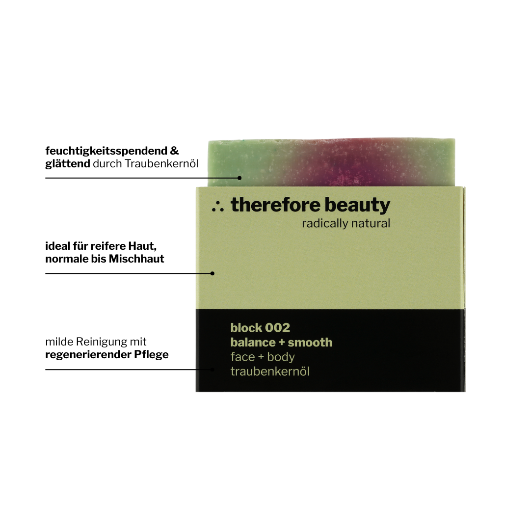 ∴ Therefore Beauty-Seife block 002 | bei reifer Haut und Mischhaut | sanft mit Traubenkernöl-shower-Black-Deal-Outlet-by-ARCHIVIST