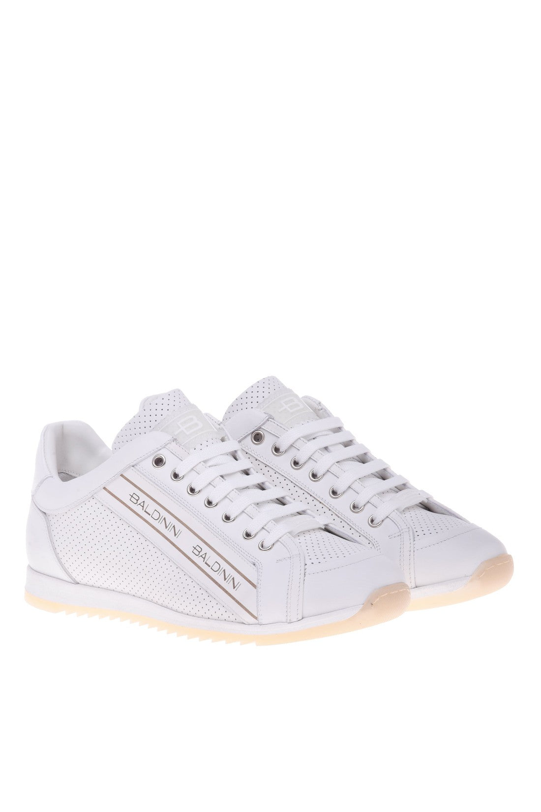 Sneaker in white perforated calfskin