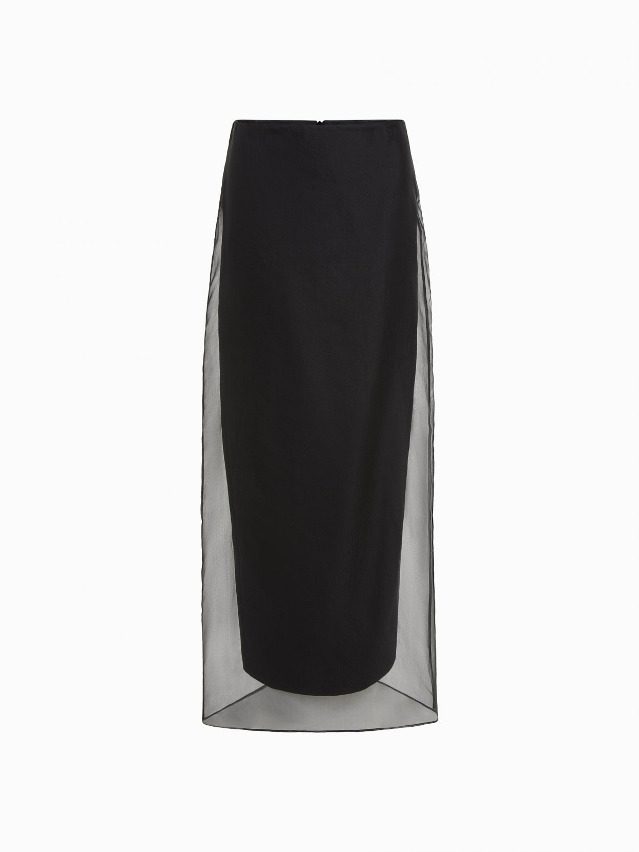 front packshot of a black long skirt with veil