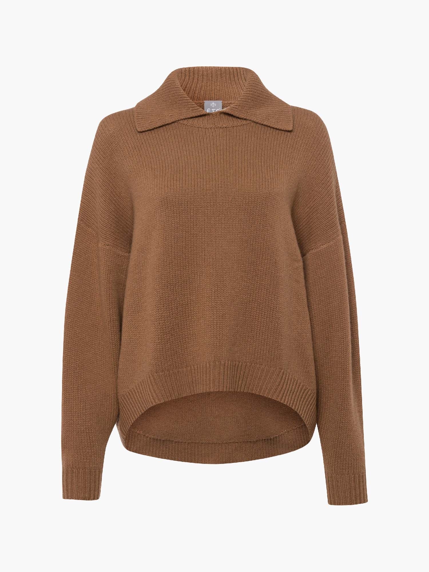 FTC-CASHMERE-OUTLET-SALE-Pullover Polo 100% Cashmere-Strick-XS-Roasted Almond-MUNICH_VILLAGE-by-ARCHIVIST