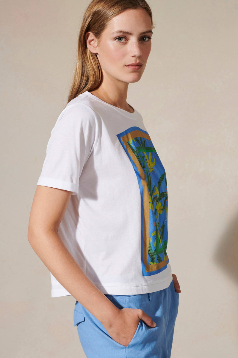 LUISA-CERANO-OUTLET-SALE-T-Shirt mit Foulard-Print-ARCHIVIST