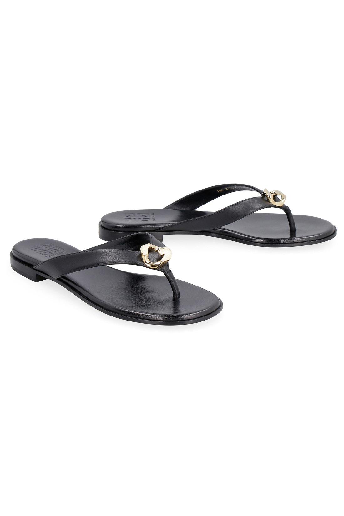G Chain leather flat sandals