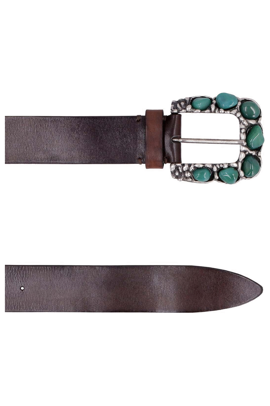 Embellished buckle leather belt