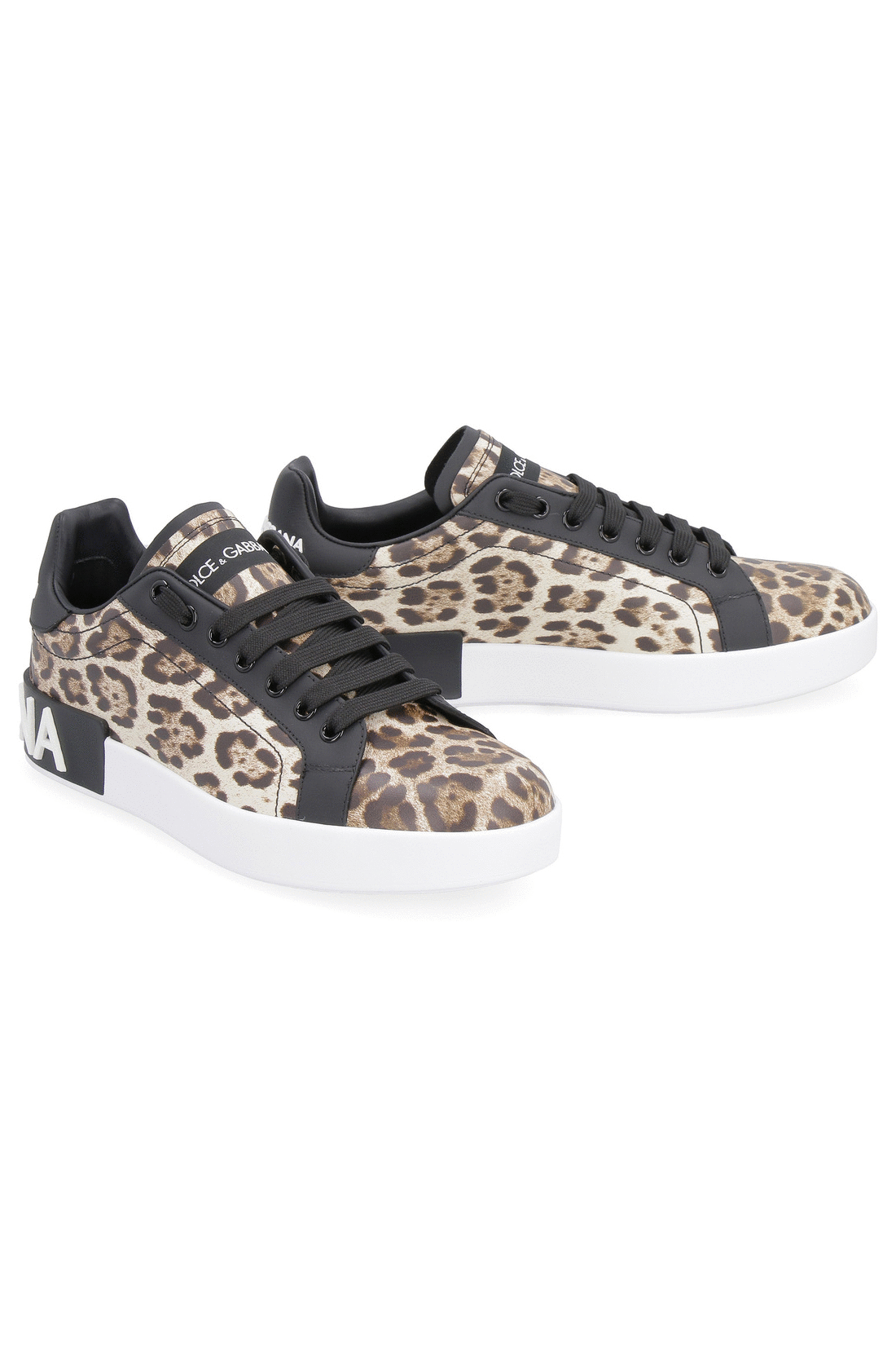 Printed leather sneakers