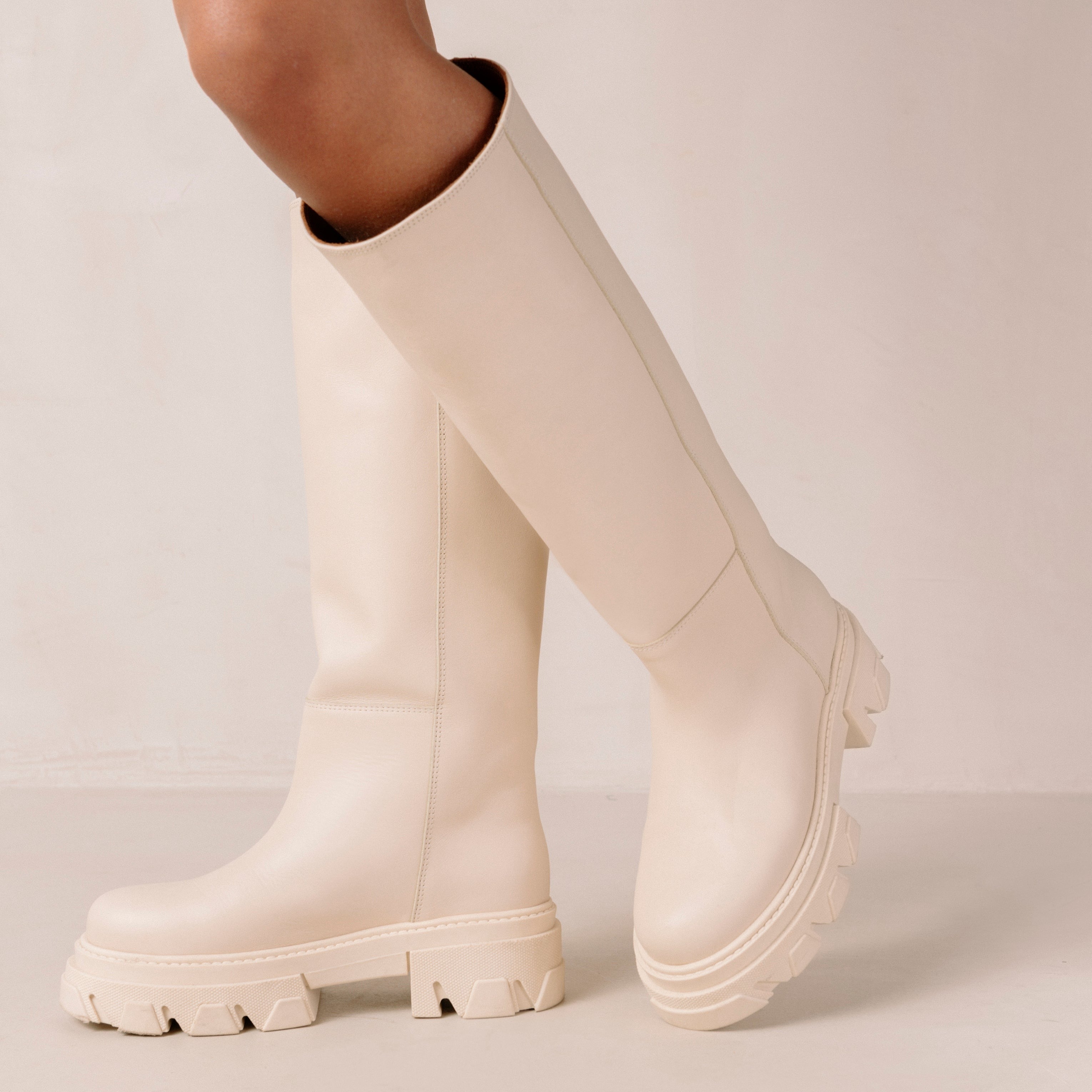 Katiuska Cream Leather Boots Boots ALOHAS