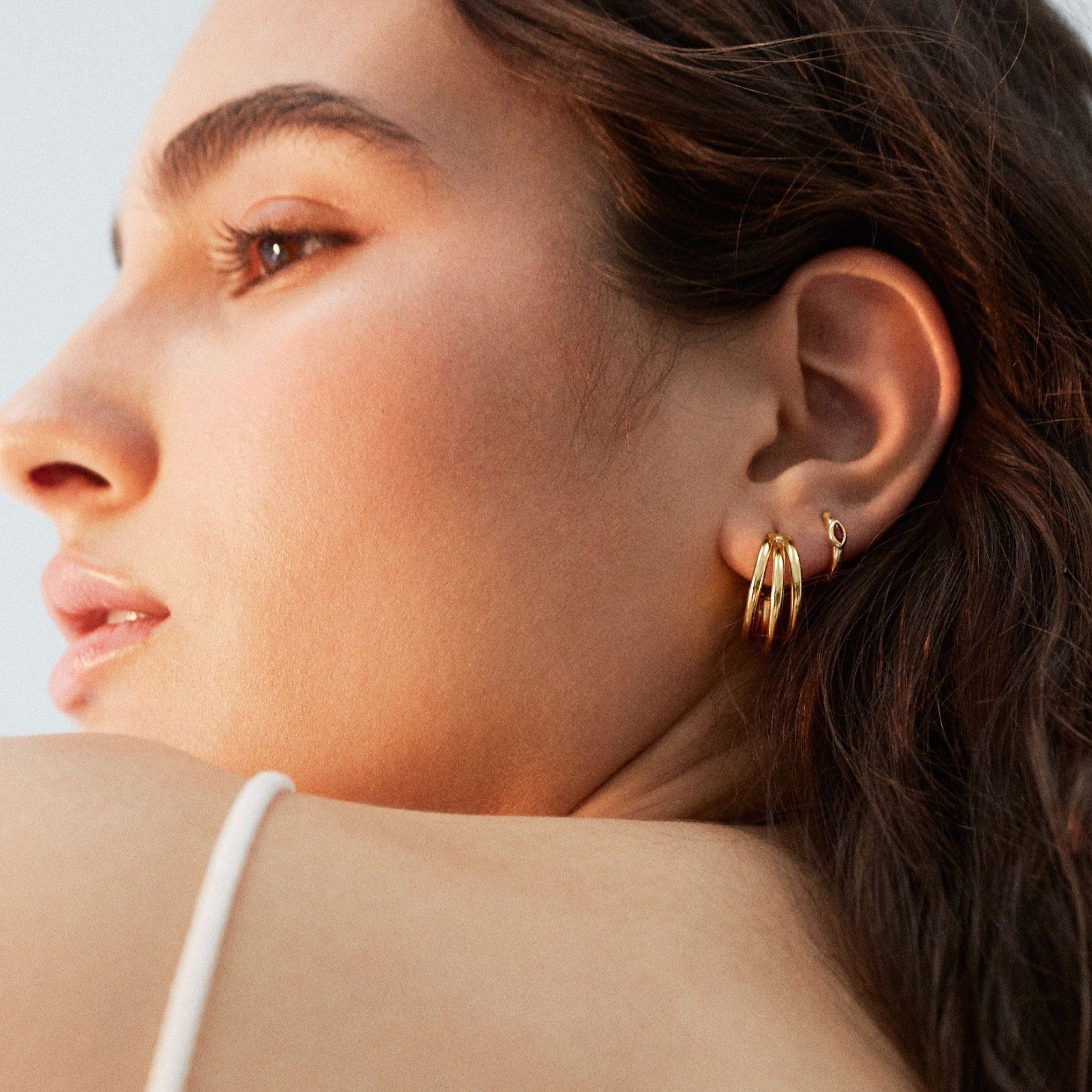 Trilogy Hoop Earrings Gold Earrings ALOHAS